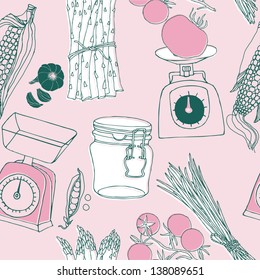 Pretty kitchen themed seamless pattern