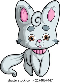 The pretty kitten is walking with the cute expression of illustration