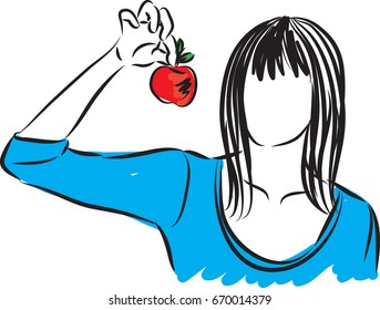 pretty lady with an apple vector illustration