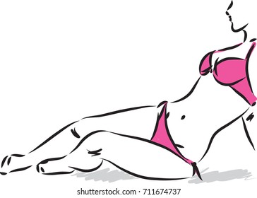 pretty lady in bikini vector illustration