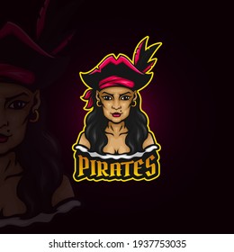 Pretty lady pirate esport logo