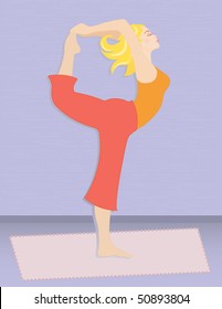 A pretty lady practicing yoga to improve her health.