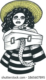 Pretty Lady in Summer Hat