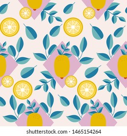 Pretty lemons in a seamless pattern design, that can be used both on the web or in print, for surface design