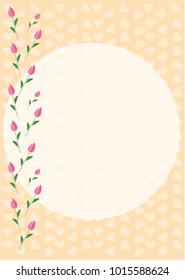 Pretty light orange template with a heart pattern and an ornament of tulips