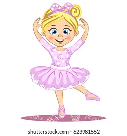 Pretty little ballerina. Cute vector girl in pointe for your design