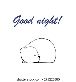 Pretty little bear sleeping, vector illustration