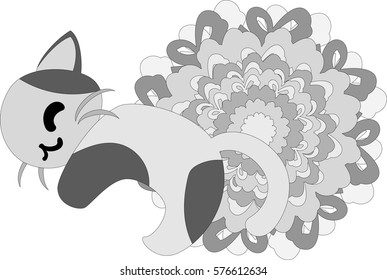 The pretty little cat and funny pattern