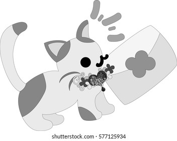 The pretty little cat and a mail