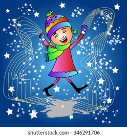 Pretty little girl on the winter