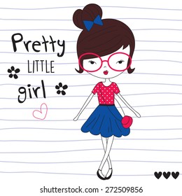 pretty little girl vector illustration