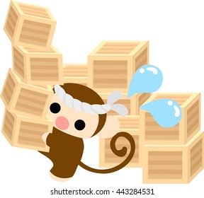 The pretty little monkey and many baggage