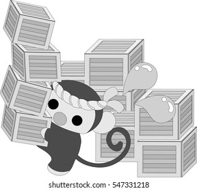 The pretty little monkey and many baggage