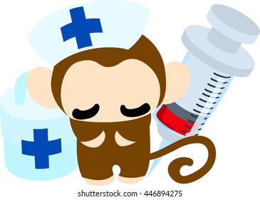 The pretty little monkey which does the figure of the nurse