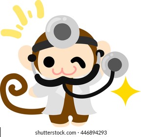 The pretty little monkey which does the figure of the doctor