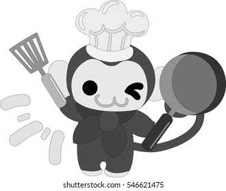 The pretty little monkey which does the figure of the chef