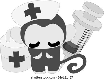 The pretty little monkey which does the figure of the nurse