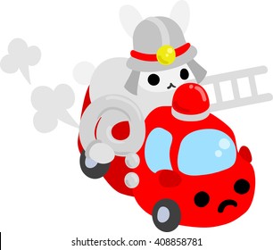The pretty little rabbit firefighter