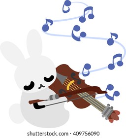 A pretty little rabbit and a violin