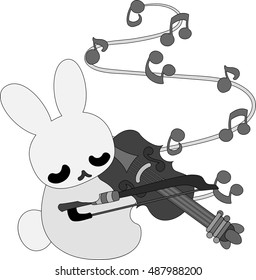 A pretty little rabbit and a violin