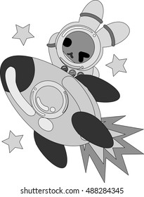 The pretty little rabbit  which does the figure of the astronaut