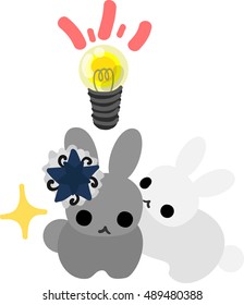 The pretty little rabbits and a flash