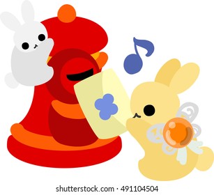 The pretty little rabbits and a mail