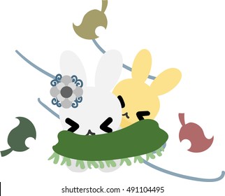 The pretty little rabbits and wind