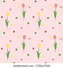 Pretty Little Tulips Seamless Pattern Vector .eps - interior design, wallpaper fabric, swimwear, gift wrap, scrapbook paper, party invitations, decor, matching larger version available for Mommy & Me