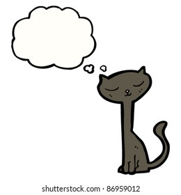 bonito, pescoço longo, desenhos animados de gato preto