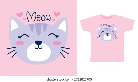 Pretty love cat design vector illustration ready for print on tee.