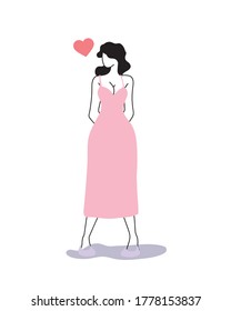 pretty and in love young woman vector illustration desing