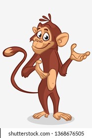 Pretty monkey cartoon. Vector illustration of chimpanzee monkey outlined