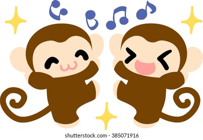 The pretty monkeys are delight each other