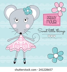 pretty mouse girl vector illustration