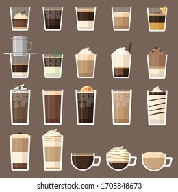 Pretty much all the types of coffee drink, These for coffee lovers.