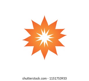 pretty orange flower theme concept vector logo design template