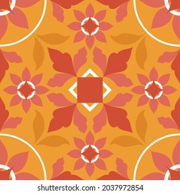 pretty orange tile illustration pattern