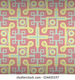 Pretty ornamental seamless pattern background in maze style. Actual tracery. Complicated medley repeatable backdrop. Colored, contrast design for ads, textile, banner or other purpose.