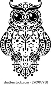 Pretty owl with floral pattern and sweet round eyes