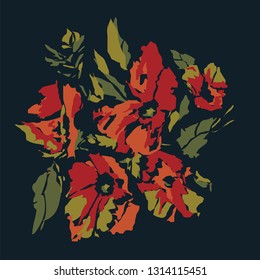 Pretty Painterly Floral Cluster - Multi Coloured Bouquet - Fashion Tshirt Graphic