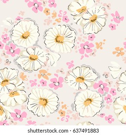 pretty in pastels, soft daisies seamless background