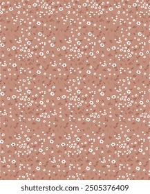 Pretty pattern in small flowers. Small white flowers. rustic background. Ditsy floral background. Delicate template for fashion, textile, wallpaper.