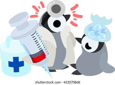 The pretty penguin babies which does the figure of the doctor