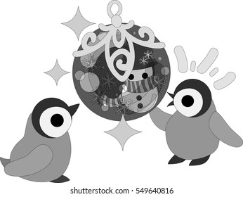 The pretty penguin babies and a wonderful jewel