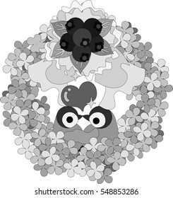 The pretty penguin babies and a wreath