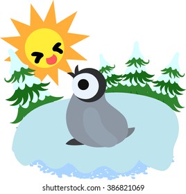 A pretty penguin baby and Sun