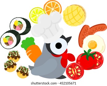 The pretty penguin baby which does the figure of the chef