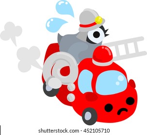 The pretty penguin baby which does the figure of the firefighter