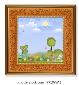 Pretty picture in wooden frame